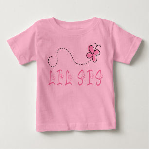 Lil Sis Pink Butterfly Infant Tee Shirt