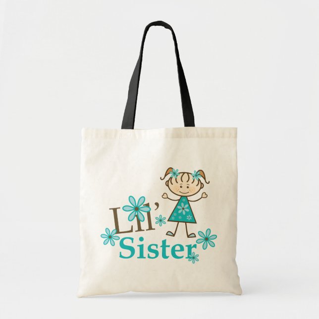 Lil Sister Stick Figure Girl Tote Bag (Front)