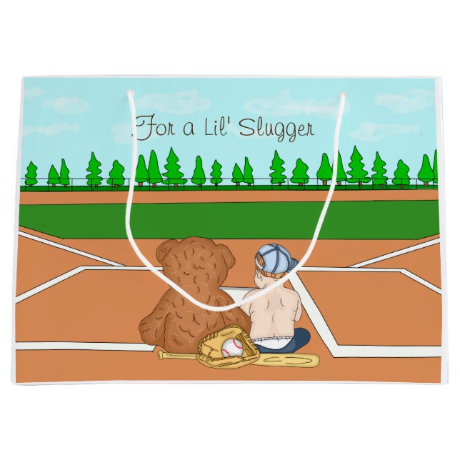Lil' Slugger Baseball Themed Kid's  Large Gift Bag (Front)