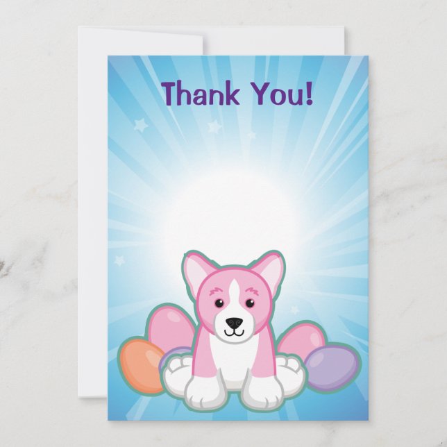 Lil Spring Corgi Pattern Thank You Card (Front)