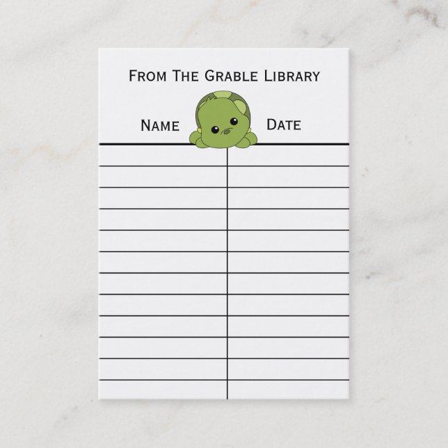 Lil Turtle Book Return Cards (Front)