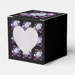 LILA FLOWERS,BLACK BACKGROUND FAVOUR BOX