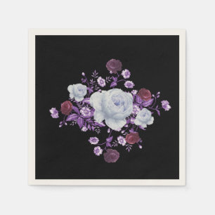 LILA FLOWERS,BLACK BACKGROUND NAPKIN