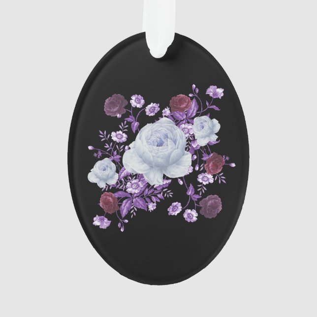 LILA FLOWERS,BLACK BACKGROUND ORNAMENT (Back)