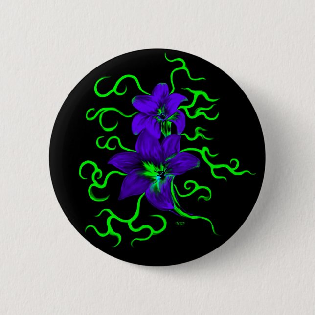 lila Lilie Blume 6 Cm Round Badge (Front)
