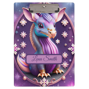 Lila Pink Drache, fantasievolle Digital Art Clipboard