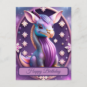 Lila Pink Drache, fantasievolle Digital Art Postcard