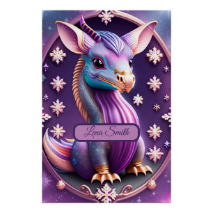 Lila Pink Drache, fantasievolle Digital Art Poster