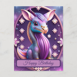 Lila Pink Drache, imaginative digital art Postcard