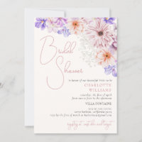 Lila Purple Bright Colourful Flowers Bridal Shower