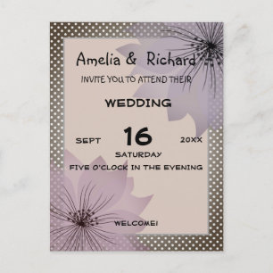 Lila wedding elegant flower invitation postcard