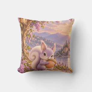 Lilac Acorn Squirrel Wisteria Mountain Lake Cushion