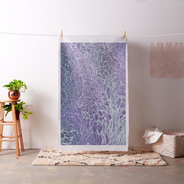 Lilac Acrylic Pouring Abstract Fluid Art Fabric (In Situ)