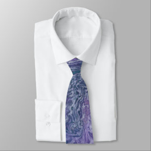 Lilac Acrylic Pouring Abstract Fluid Art Tie