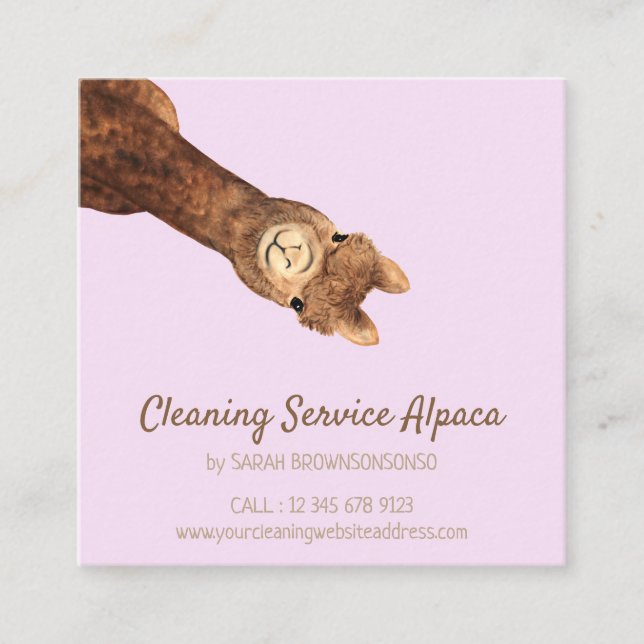 lilac Alpaca Square Business Card (Front)