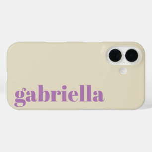 Lilac and Beige Bold Typography Personalised Name iPhone 16 Case