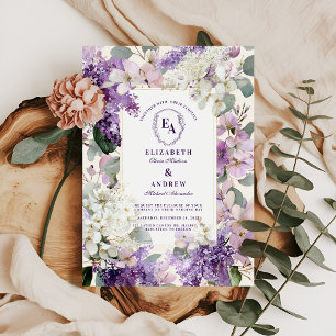 Lilac and Cream Garden Floral Wedding Invitation