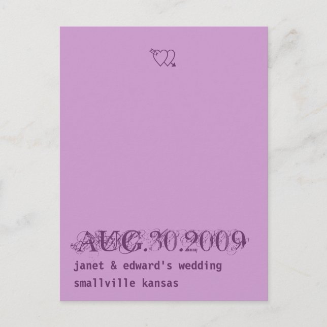 Lilac and Deep Purple Save the date postcard (Front)