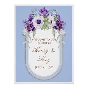 Lilac and Gold Floral Oval Garden Poster