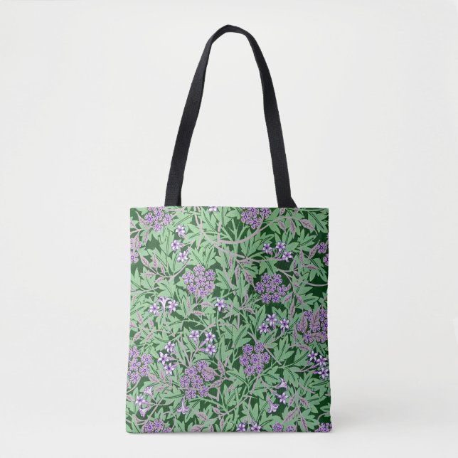 Lilac and green floral pattern tote bag (Front)