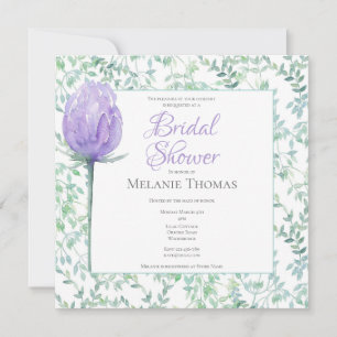 Lilac and Green Foliage Bridal Shower Invitation