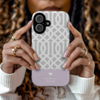 Lilac and Grey Trellis Heart Monogram