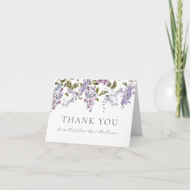 Lilac and Lavender Bridal Shower Thank You Card (Front)