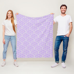 Lilac and Lavender Retro Florals Art Deco Scallop Fleece Blanket