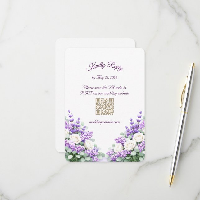 Lilac and Lavender RSVP Enclosure Card (Front/Back In Situ)
