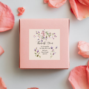 Lilac And Lavender Thank You Stickers