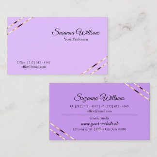 Lilac and Lavender with Rose Gold Lines Stylish Business Card