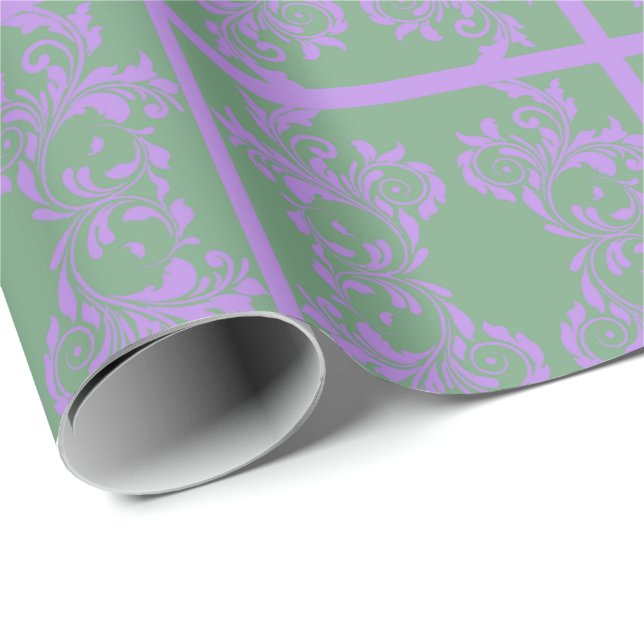 Lilac and Mint Leaves Wrapping Paper (Roll Corner)