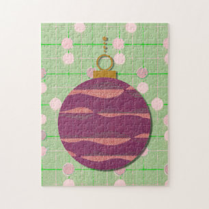 Lilac and Mint Retro Christmas Ornament Puzzle