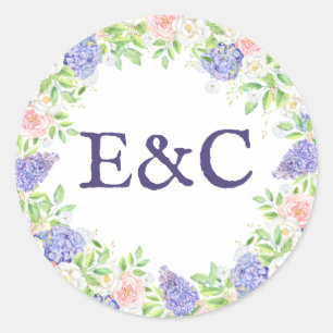 Lilac and Peony Sophisticated Wedding Classic Round Sticker
