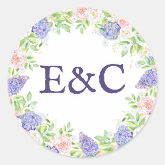Lilac and Peony Sophisticated Wedding Classic Round Sticker