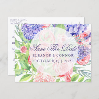 Lilac and Peony Sophisticated Wedding Invitation