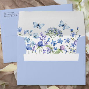 Lilac and Periwinkle Wildflower Wedding Invitation Envelope