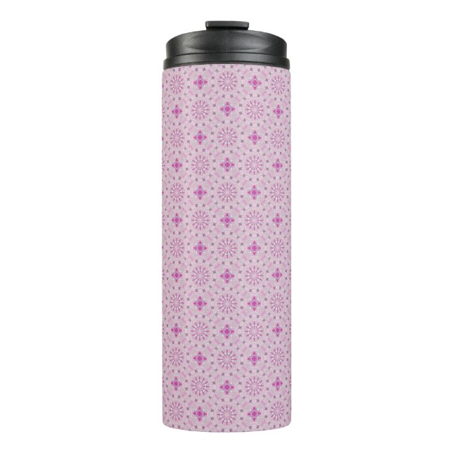Lilac and Pink Circle Geo Repeat Pattern Thermal Tumbler (Front)