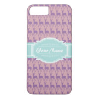 Lilac and Pink Deer, Mint Personalised Name