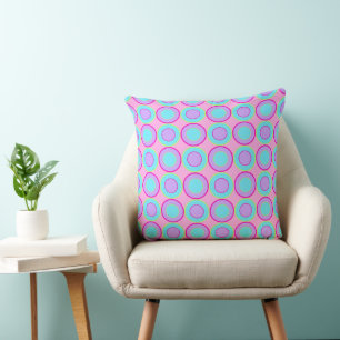 Lilac And Turquoise Doughnuts With Filling On Pink Cushion