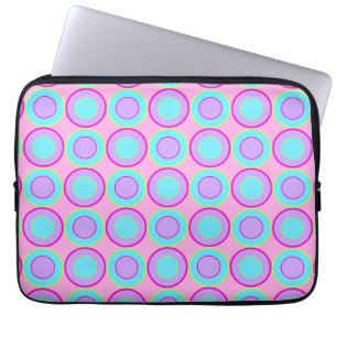 Lilac And Turquoise Doughnuts With Filling On Pink Laptop Sleeve