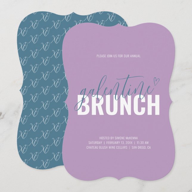 Lilac and Turquoise  Galentine Brunch Invite (Front/Back)