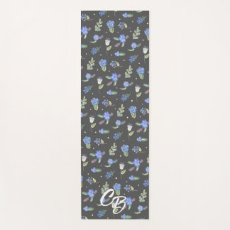 Lilac and Violet on Grey Hand-painted Yoga Mat
