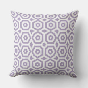 Lilac and white art deco geometric ornament cushion