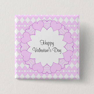 Lilac and white cute hearts and lilac frame 15 cm square badge