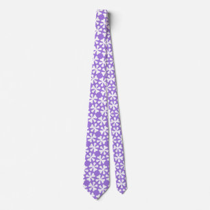 Lilac and White Modern Geometric Floral Pattern Tie