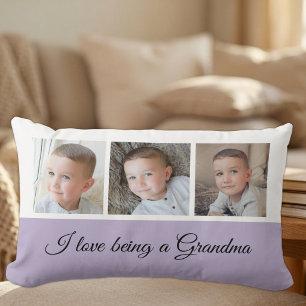 Lilac and white photo collage for Grandma Lumbar Cushion