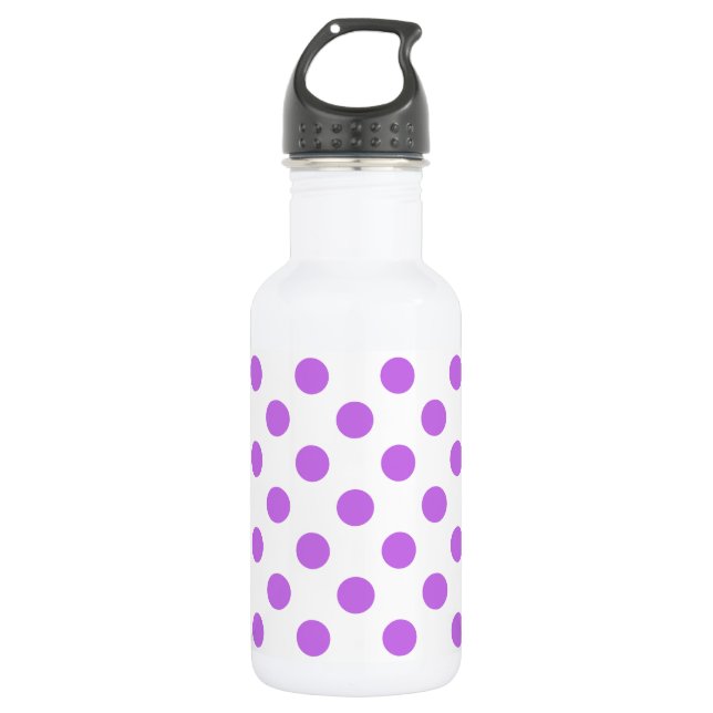 Lilac and white polka dots 532 ml water bottle (Front)