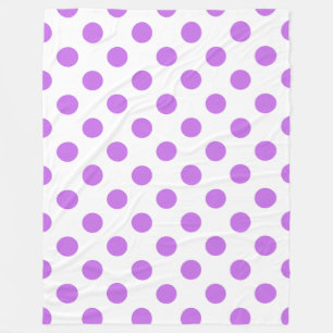Lilac and white polka dots fleece blanket