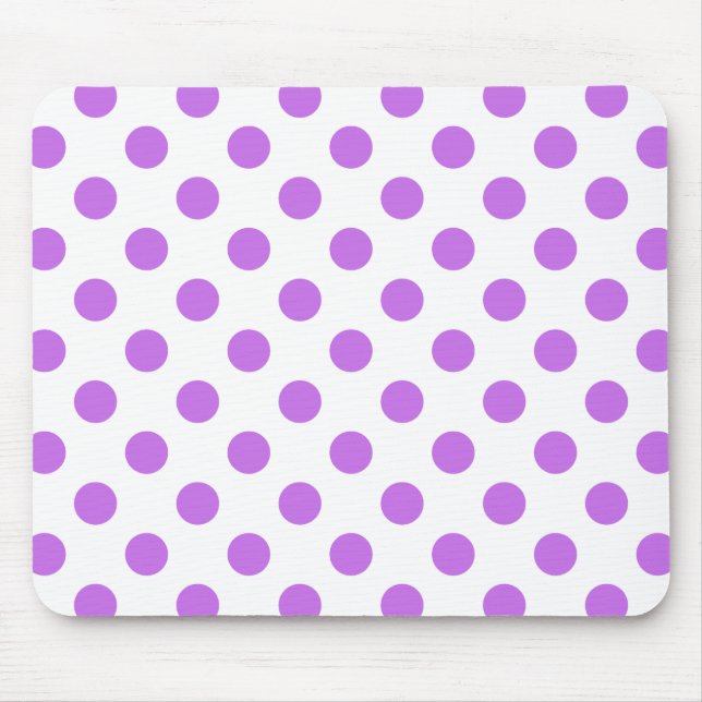 Lilac and white polka dots mouse pad (Front)